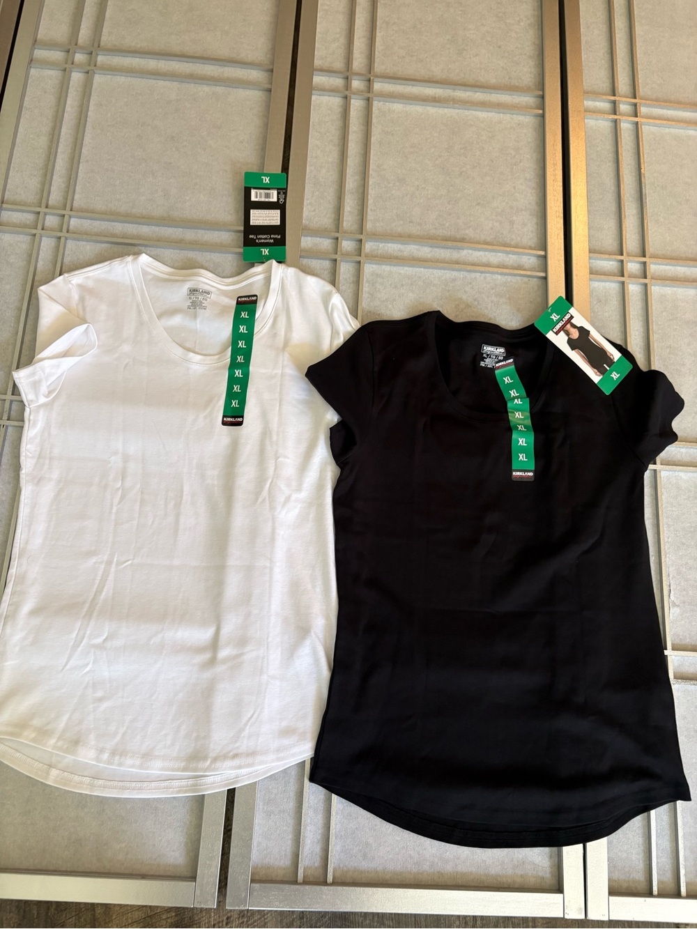 Kirkland Signature Short Sleeve V-Neck Tee - White & Black (2-Pack)